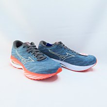 Mizuno WAVE RIDER 26 男款 J1GC220451 慢跑鞋 4E楦 藍灰橘【iSport愛運動】