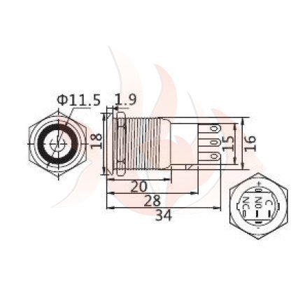 火焱魚 16MM 金屬 帶燈 開關 符號 天使眼 電腦 復位 / 無段  按鈕  防水IP67 DIY