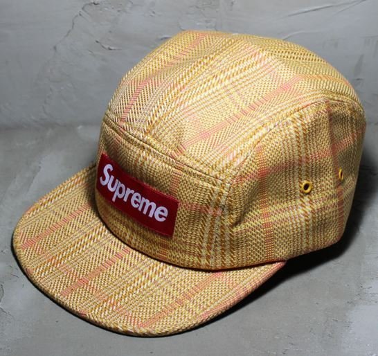 全新2015 Supreme Mod Plaid Camp Cap Box 格紋五分割帽黃| Yahoo奇摩拍賣