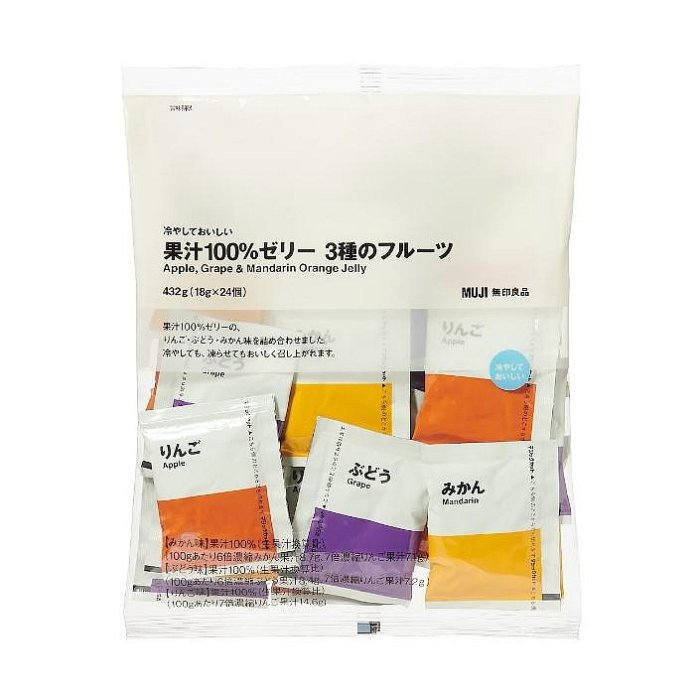 Miki小舖🌸日本 無印良品 果凍 Muji  100%純果汁果凍24入（綜合）一口果凍 可冷凍 登山 戶外 露營 遠足