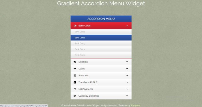 Gradient Accordion Menu Widget 響應式網頁模板、HTML5+CSS3   #03076A