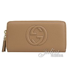 【茱麗葉精品】《全新精品》GUCCI 專櫃商品 598187 SOHO 大雙G LOGO小牛皮拉鍊長夾.膚 現貨