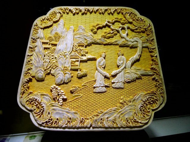 【采芝齋】早期收藏  仕女 古陶瓷 方盒