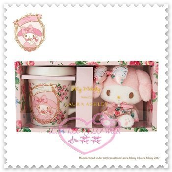 ♥小花花日本精品♥Hello Kitty 美樂蒂Melody聯名合作限量吊偶杯組坐姿花朵日本限定 99800505