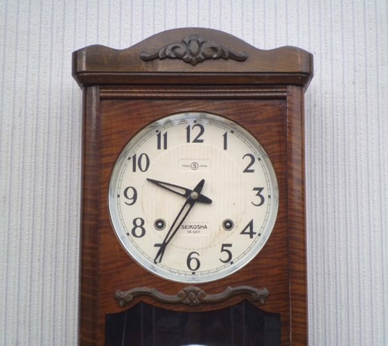 日本製 14日鐘~~早期精美日本製SEIKOSHA精工社 發條鐘 機械鐘 功能正常運行