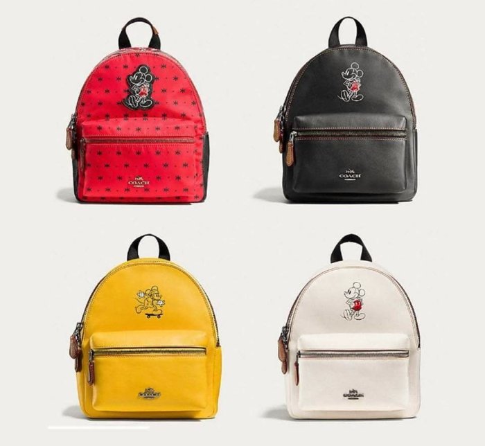 全新 國際精品 COACH X Disney 聯名限量 米奇 小型 皮革後背包 紅色 現貨一個 附品牌提袋 特價3200元