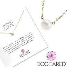 Dogeared 大白珍珠項鍊 金色項鍊 925純銀鑲14K金許願項鍊 生日禮物 Pearl Necklace