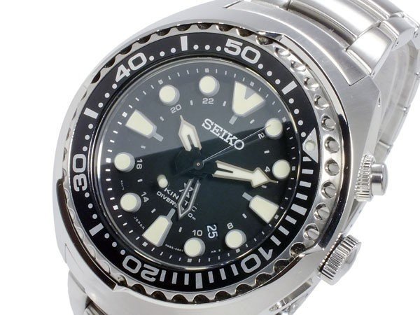 【金台鐘錶】SEIKO PROSPEX 人動能 鮪魚罐頭GMT藍寶石鋼帶腕錶-黑 SUN019 SUN019P1