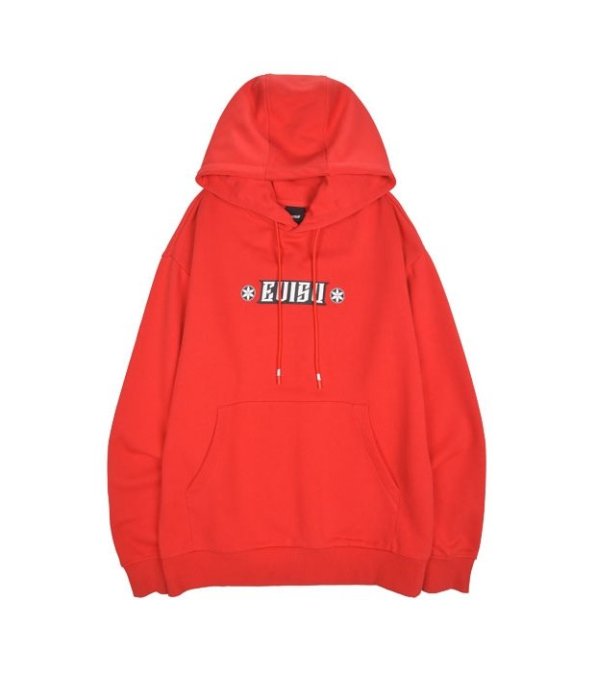 EVISU 胸前字母櫻花紅色帽T 寬鬆連帽上衣 尺寸XL 現貨一件