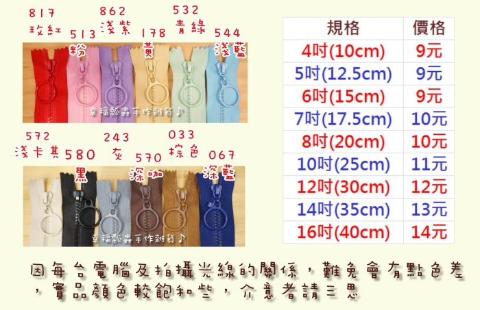 【幸福瓢蟲手作雜貨】12吋(30CM)/塑鋼拉鍊/3號齒/拉環頭/拼布/diy/拉鏈/不是YKK/批發價