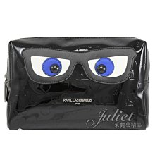 【茱麗葉精品】【全新精品 】KARL LAGERFELD 卡爾 專櫃商品 眼鏡造型漆皮萬用收納包.黑 現貨