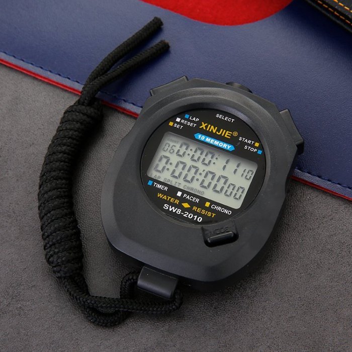 現貨 秒錶嘉德喜電子秒表計時器雙三排100道體育裁判專業田徑學生跑步訓練簡約