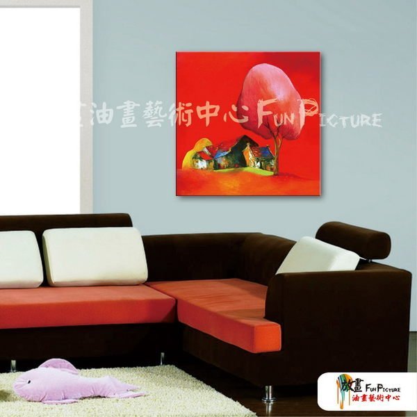 【放畫藝術】越南景07 純手繪 油畫 方形 紅色 暖色系 藝術品 裝飾 無框畫 裝潢 室內設計 客廳掛畫