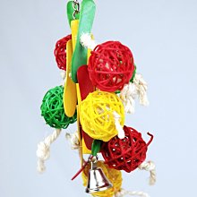 《葳爾登》七彩圓球鸚鵡玩具/適合各種鸚鵡木質類麻繩棲木彩色玩具/鸚鵡啃咬解憂趣味鳥玩具LB130