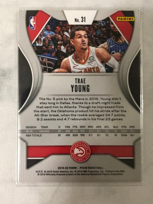 NBA卡,籃球卡,球員卡,球卡, Trae Young Prizm (有小凹痕)