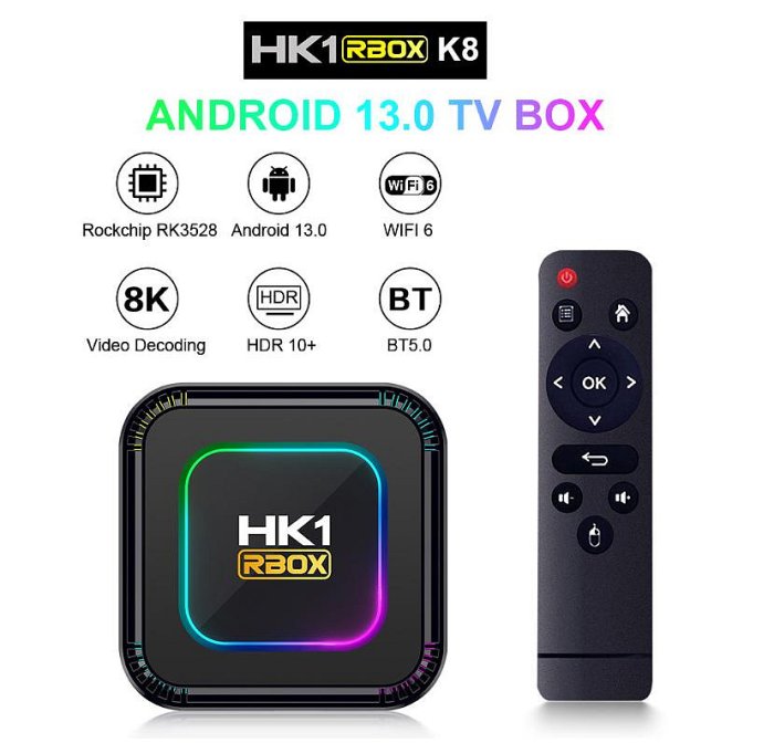 （內置繁體中文）hk1 rbox k8機上盒RK3528  Android 13 WIFI安卓電視盒tvbox 電視盒子