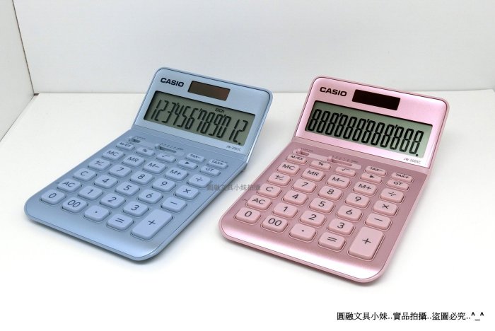 【圓融文具小妹】CASIO 卡西歐 計算機 12位大螢幕 可掀式面版 太陽能 粉紅/水藍 JW-200SC $950