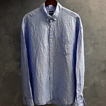 CA 美國休閒品牌 GAP 淺藍 寬版 棉麻混紡 長袖襯衫 M號 一元起標無底價Q721