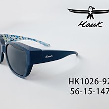 《名家眼鏡》Hawk 方框面灰色偏光套鏡深藍色鏡框HK1026 col.92
