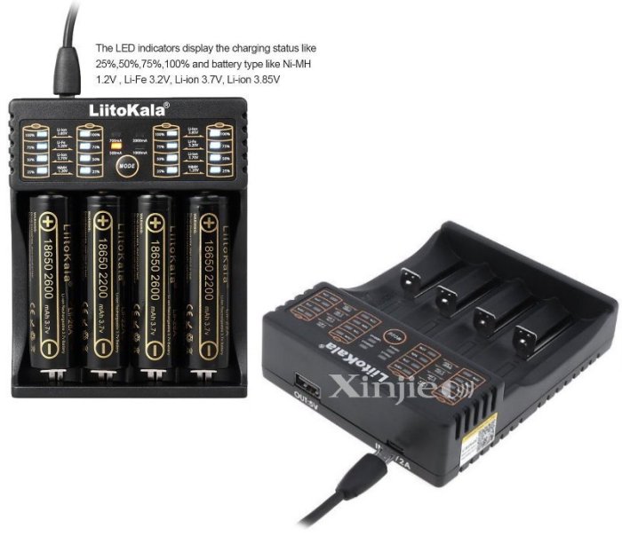 信捷【E25】LiitoKala Lii-402 智能充電器18650鋰電池 3號4號 可加購BSMI認證變壓器