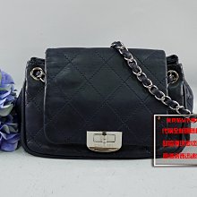 優買二手精品名牌店☆ CHANEL 2.55 鐵灰黑 全皮 菱格紋 銀鍊 肩背包 手提包 斜背包 風琴包 COCO II