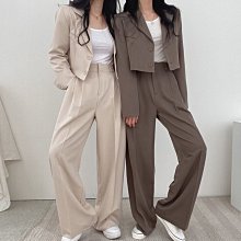 ＳｅｙｅＳ  復古韓系時尚短版西裝外套+西裝褲套裝