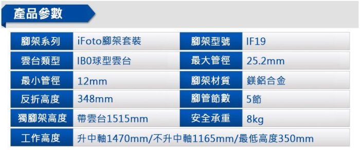 [送原廠手機夾] 百諾 BENRO IF19 iFoto 套裝系列 相機 三腳架 腳架