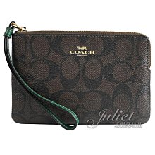 【茱麗葉精品】全新精品 COACH 專櫃商品 CK358 經典燙印LOGO印花零錢手拿包.深咖/綠 現貨