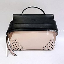 遠麗精品(板橋店) Y0843 TODS Wave mini手提側背包黑拼接粉紅