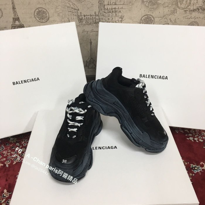 ～阿醬精品～巴黎直送🌈Balenciaga🌈配色真的太吸引人啦 Balenciaga全黑老爹鞋