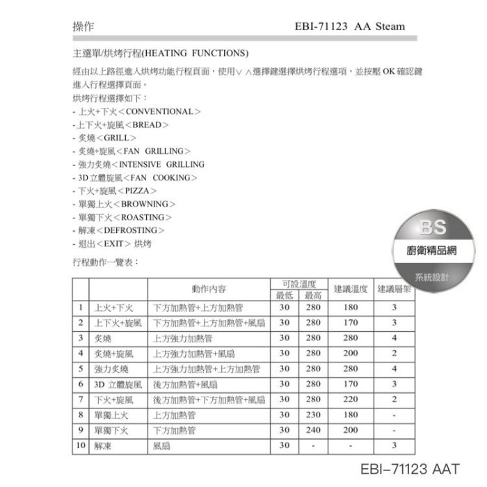 【BS】歐洲Amica 蒸烤爐 EBI-71123 AA steam 崁入式 蒸烤箱