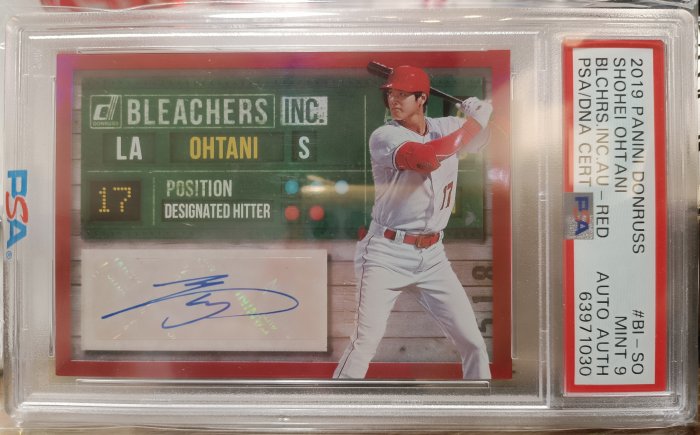 (記得小舖)MLB 大谷翔平Ohtani 洛杉磯天使 2019 PANINI DONRUSS BLEACHERS 親筆簽名認證卡 PSA9 美品如照片值得收藏