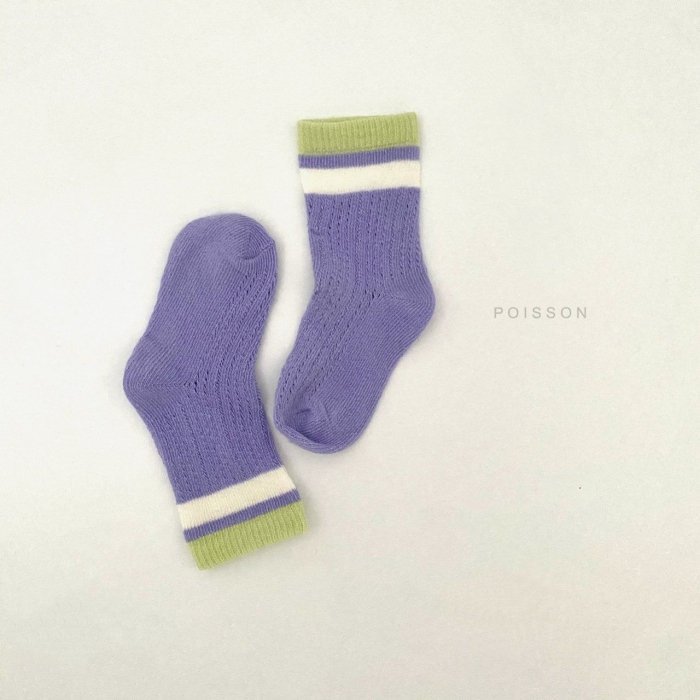 預購。22夏款。韓國Poisson繽紛運動風洞洞兒童襪4入組（POI20325-002）（2203260755）