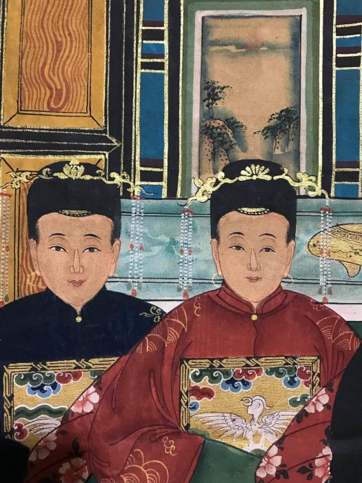 編號：hd75 仿古老畫 手繪油畫 布畫 大清皇帝家族畫像、畫工精美細膩 3120 材質：布尺寸：104x601975