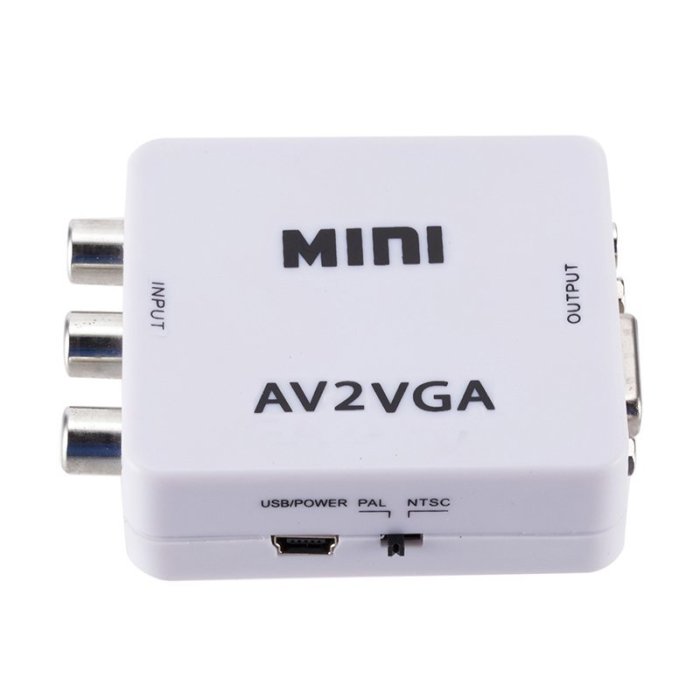 現貨 AV轉VGA轉換器 機頂盒視頻轉顯示器轉換線監控轉vga 顯示器看電視