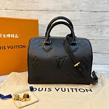 《真愛名牌精品》LV M58951 SPEEDY BANDOULIÈRE 25 全黑壓紋牛皮 波士頓包*全新品*