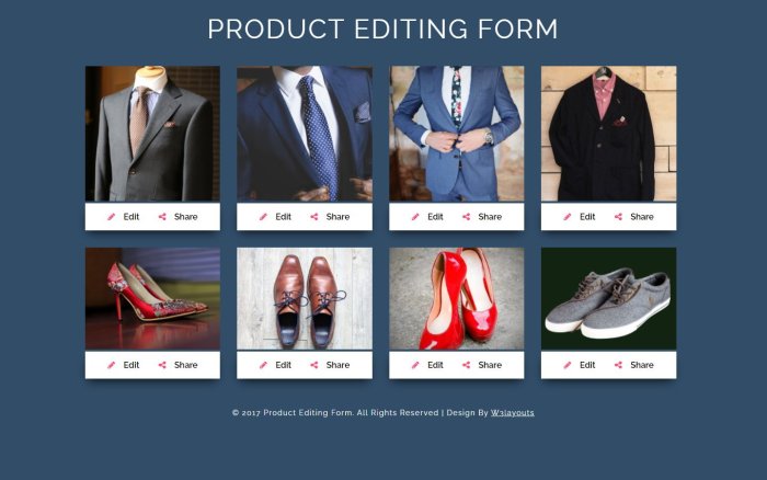 PRODUCT EDITING FORM 響應式網頁模板、HTML5+CSS3、網頁特效  #11072