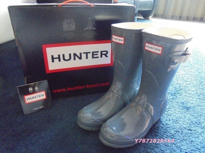 全新英國品牌 - Hunter original short 明星款藍灰色高面中筒雨靴 UK4/EUR37