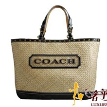 ＊奢華大道國際精品＊【CO060-YI】COACH 藤編LOGO大托特包6273