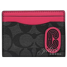 【茱麗葉精品】全新精品 COACH 專櫃商品 C8305 經典流線LOGO對開式卡片包.黑灰/桃 現貨