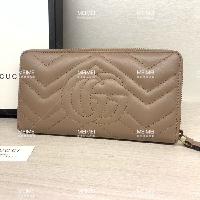 GUCCI Marmont zip around wallet 長夾 裸粉色 裸色 443123