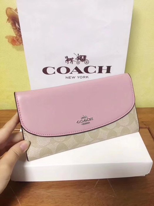 DanDan代購 美國正品 COACH 57319新款  女生三折長夾錢包 多功能萬用夾 六色可選 附購買憑證