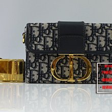 優買二手精品名牌店 Christian Dior M9204 MONTAIGNE MNI BOX 老花 單寧 蒙田包肩背包手拿包斜背包 很新品