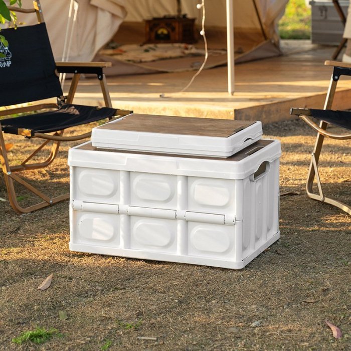 下殺-立恒 野營整理箱家用木蓋儲物箱車載后備箱置戶外露營收納箱