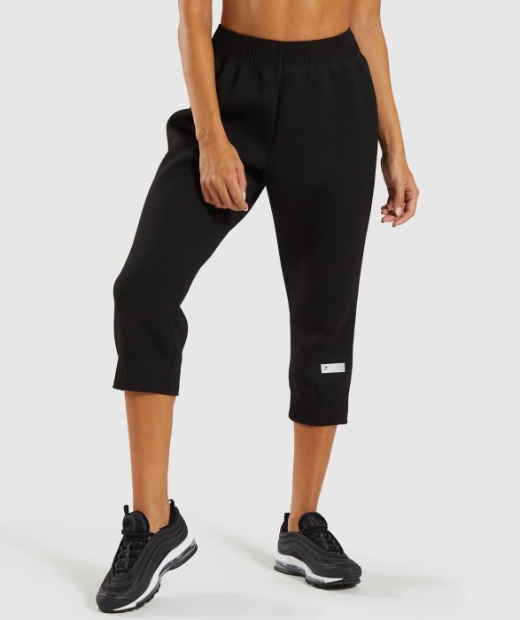 GYMSHARK RUCHED CROPPED JOGGERS 七分慢跑褲-黑