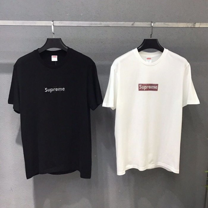 JC] Supreme Swarovski Box Logo Tee 施華洛世奇25週年水鑽XL 黑白