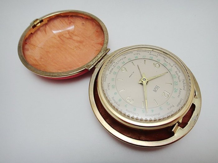 【timekeeper】  70年代日本製Elgin世界時區旅行機械鬧鐘(免運)