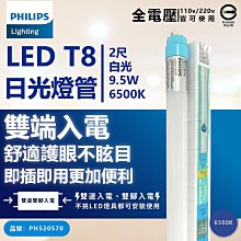 [喜萬年]10支宅配免運 PHILIPS飛利浦 LED T8 2尺 9.5W 白光 全電壓 雙端入電 日光燈管_PH520570