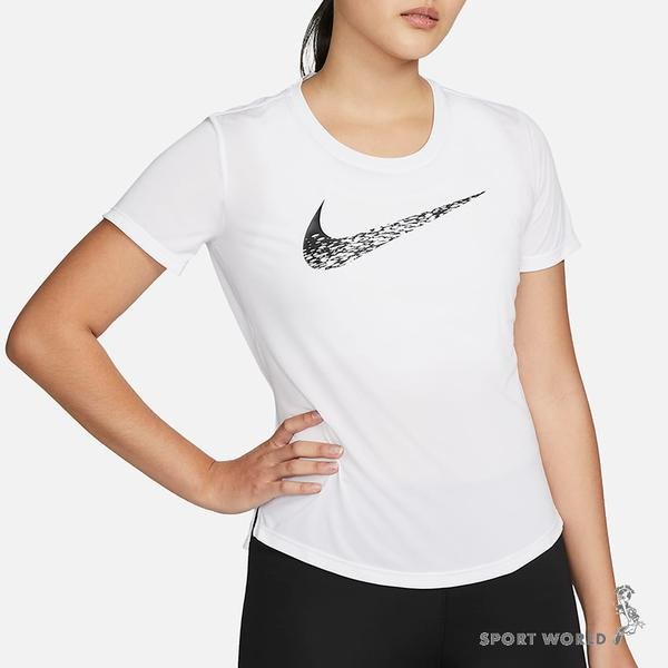 NIKE 女 短袖 慢跑 Dri-FIT Swoosh 白 DM7778-100