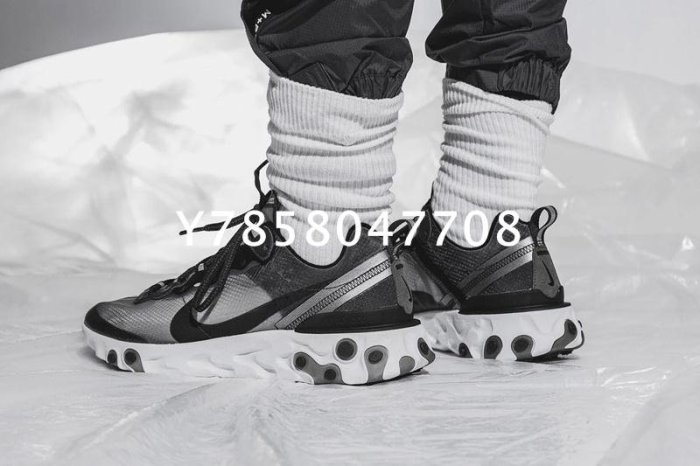 Nike Upcoming React Element 87 耐克 黑 半透明 百搭 休閒運動慢跑鞋 AQ1090-001 男